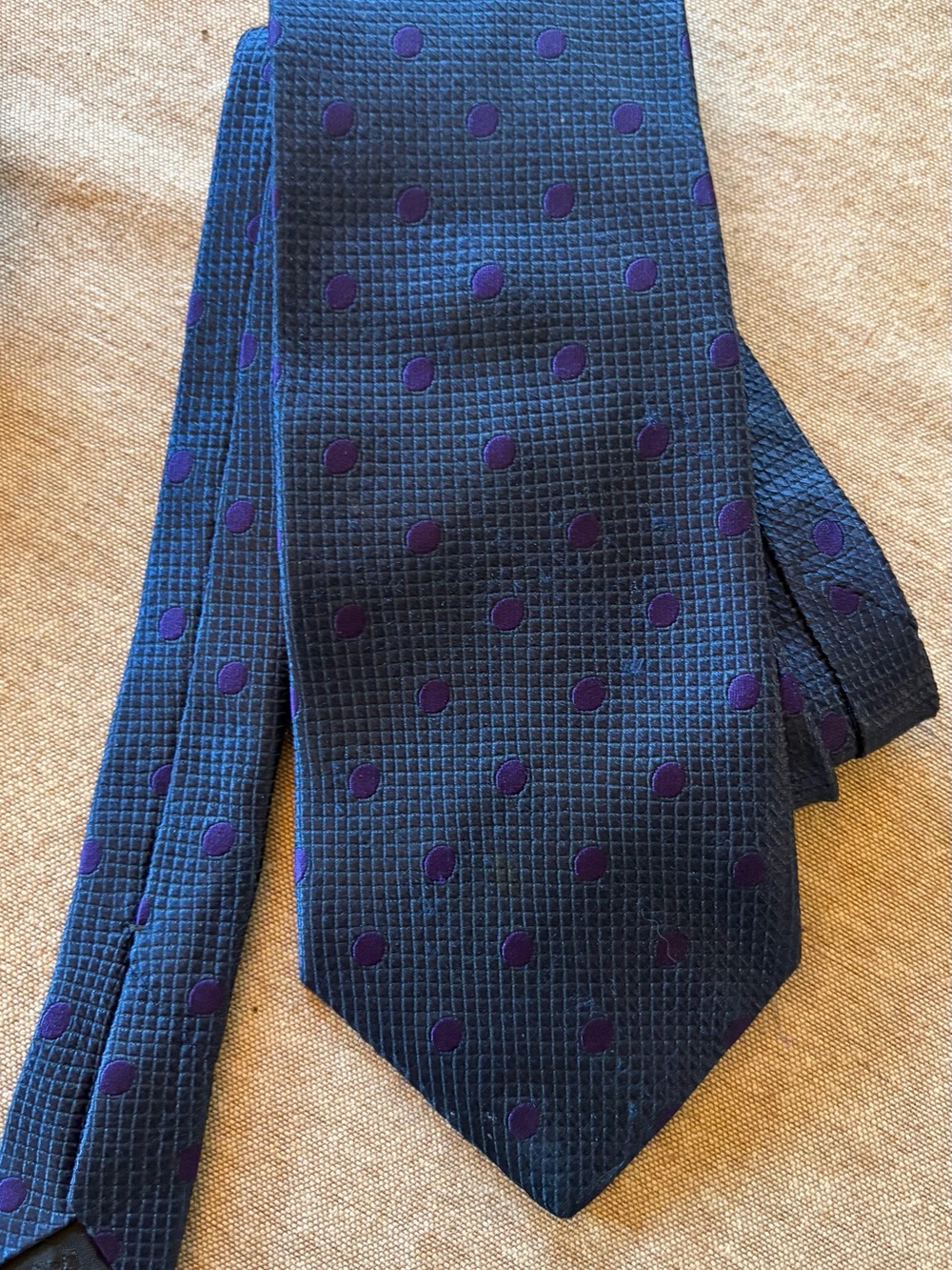 Brooks Brothers Navy Tie with Purple Dots